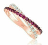 ESTATE .80CT DIAMOND & AAA PINK SAPPHIRE 18KT ROSE GOLD CRISS CROSS X LOVE RING