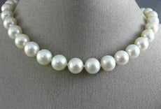 ESTATE LARGE AAA SOUTH SEA PEARL 14KT WHITE GOLD 3D 10MM CLASSIC NECKLACE #26189