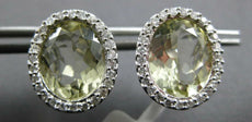 7.20CT DIAMOND & AAA GREEN AMETHYST 14KT WHITE GOLD OVAL HALO CLIP ON EARRINGS