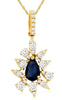 .88CT DIAMOND & AAA SAPPHIRE 14KT YELLOW GOLD PEAR SHAPE FLOWER FLOATING PENDANT