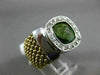 ESTATE LARGE 3.16CT DIAMOND & AAA GREEN AMETHYST 14KT 2 TONE GOLD 3D SQUARE RING