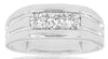 ESTATE WIDE .50CT DIAMOND 14KT WHITE GOLD ROUND 3 STONE MATTE & SHINY MENS RING