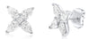 ESTATE 4.09CT DIAMOND PLATINUM 3D ROUND & PEAR SHAPE FLOWER STUD EARRINGS