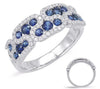 ESTATE WIDE 1.20CT DIAMOND & AAA SAPPHIRE 14KT WHITE GOLD 3D CLASSIC FUN RING