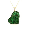 LARGE 7.18CT DIAMOND & AAA TSAVORITE 18K YELLOW GOLD PUFF HEART FLOATING PENDANT