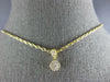 ESTATE SMALL .20CT DIAMOND 18KT YELLOW GOLD 3D CLUSTER FLOWER LOVE PENDANT