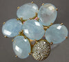 EXTRA LARGE 15.25CT DIAMOND & AAA BLUE QUARTZ 14KT WHITE & ROSE GOLD FLOWER RING