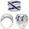 EXTRA LARGE 5.03CT DIAMOND & AAA SAPPHIRE 14KT WHITE GOLD 3D MULTI ROW LOVE RING