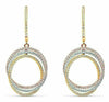 ESTATE 1.24CT DIAMOND 18KT TRI COLOR GOLD CIRCULAR INTERTWINING HANGING EARRINGS