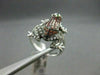 ESTATE WIDE .84CTW EMERALD GARNET & DIAMOND 18KT WHITE GOLD FUN FROG RING