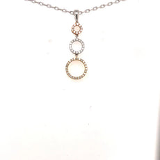 .29CT DIAMOND 18K TRI COLOR GOLD 3D CLASSIC TRIPLE JOURNEY LOVE FLOATING PENDANT