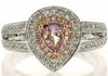 ESTATE .97CT WHITE & PINK DIAMOND 18KT WHITE & ROSE GOLD PEAR SHAPE & ROUND RING