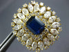 ANTIQUE EXTRA LARGE 15.16CT DIAMOND & SAPPHIRE 18KT YELLOW GOLD CLIP ON EARRINGS