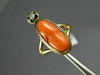 ANTIQUE WIDE .03CT DIAMOND & AAA CORAL 14KT YELLOW GOLD 3D PORTRAIT RING #22349