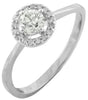ESTATE .44CT DIAMOND 14KT WHITE GOLD CLASSIC SOLITAIRE HALO FRIENDSHIP LOVE RING