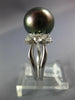 LARGE .75CT DIAMOND & AAA TAHITIAN PEARL PLATINUM ROUND & PEAR SHAPE LOVE RING