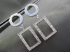 ESTATE .46CT DIAMOND 14KT WHITE GOLD 3D CIRCLE & RECTANGULAR HANGING EARRINGS