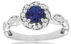 .87CT DIAMOND & AAA TANZANITE 14KT WHITE GOLD ROUND HALO FLOWER ENGAGEMENT RING