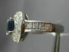 ESTATE WIDE 3.06CT DIAMOND & SAPPHIRE 14K WHITE GOLD DOUBLE HALO ENGAGEMENT RING