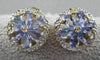 ESTATE 1.70CTW TANZANITE 14KT 2 TONE GOLD FILIGREE FLOWER ROUND EARRINGS #22624