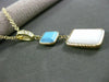 ESTATE .10CT DIAMOND TURQUOISE & WHITE QUARTZ 14KT YELLOW GOLD FLOATING PENDANT