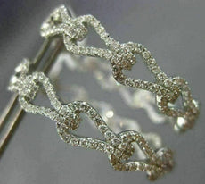 ESTATE LARGE 2.37CT DIAMOND 18KT WHITE GOLD DOUBLE SIDED LOVE KNOT HOOP EARRINGS