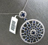 4.11CT DIAMOND & AAA SAPPHIRE 14K WHITE GOLD CIRCULAR SUN BURST FLOATING PENDANT