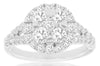 ESTATE 1.48CT DIAMOND 14KT WHITE GOLD 3D ROUND CLUSTER FLOWER HALO LOVE RING