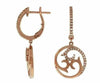 ESTATE .27CT DIAMOND 14KT ROSE GOLD 3D OPEN FILIGREE LEVERBACK HANGING EARRINGS