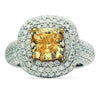 ESTATE LARGE 4.82CT WHITE & FANCY YELLOW DIAMOND 18KT WHITE GOLD ENGAGEMENT RING