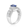 1.83CT DIAMOND & AAA TANZANITE 18KT WHITE GOLD CUSHION & ROUND SQUARE HALO RING
