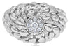 ESTATE WIDE .39CT DIAMOND 14KT WHITE GOLD 3D MULTI LEAF FLOWER FUN RING