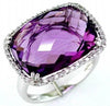 LARGE 12.20CT DIAMOND & AAA AMETHYST 14KT WHITE GOLD CUSHION & ROUND HALO RING