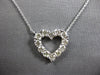 ESTATE 1.24CT DIAMOND 14KT WHITE GOLD 3D ROUND CLASSIC OPEN HEART LOVE NECKLACE