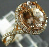 ESTATE LARGE 2.90CT DIAMOND & AAA MORGANITE 14KT ROSE GOLD OVAL ENGAGEMENT RING