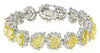 LARGE 6.73CT WHITE & FANCY YELLOW DIAMOND 18KT 2 TONE GOLD CUFF TENNIS BRACELET