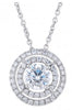 ESTATE 1.45CT DIAMOND 18KT WHITE GOLD 3D SOLITAIRE DOUBLE HALO FLOATING PENDANT