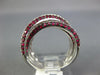 LARGE 2.76CT DIAMOND & AAA RUBY 18K WHITE GOLD 3D MULTI ROW CRISS CROSS FUN RING