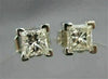 ESTATE .80CT DIAMOND 14KT WHITE GOLD PRINCESS CUT STUD EARRINGS H VVS/VS #5975