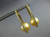 ESTATE LARGE .55CT DIAMOND & AAA GOLDEN SOUTH SEA PEARL 18KT YELLOW GOLD HOOP EARRINGS