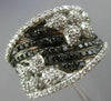 ESTATE LARGE 2.24CT WHITE & BLACK DIAMOND 14KT WHITE GOLD MULTI ROW FLOWER RING