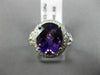 ESTATE LARGE 3.53CT DIAMOND & AMETHYST 14KT WHITE GOLD 3D HALO ENGAGEMENT RING