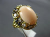 LARGE 1.50CT DIAMOND AAA SAPPHIRE & CORAL 18KT YELLOW GOLD OVAL FLOWER FUN RING