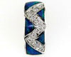ESTATE .12CT DIAMOND & AAA OPAL 14KT WHITE GOLD ZIG ZAG RECTANGULAR FUN PENDANT