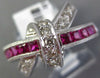 ESTATE LARGE 1.78CT DIAMOND & AAA RUBY 14K WHITE GOLD ROUND & PRINCESS FUN RING