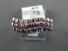 .54CT DIAMOND AAA BLUE & PINK SAPPHIRE 14KT WHITE GOLD MULTI ROW CURVED FUN RING