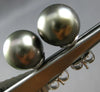 ESTATE LARGE AAA TAHITIAN PEARL 14KT WHITE GOLD 3D CLASSIC STUD EARRINGS