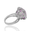 EXTRA LARGE 20.6CT DIAMOND & AAA KUNZITE 18KT WHITE GOLD 3D HALO ENGAGEMENT RING