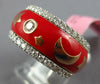 WIDE 1.38CT DIAMOND & RED ENAMEL 18K WHITE GOLD STAR & MOON ETERNITY ETOILE RING