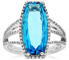 ESTATE LARGE 7.11CT DIAMOND & AAA BLUE TOPAZ 14KT WHITE GOLD 3D CLASSIC FUN RING